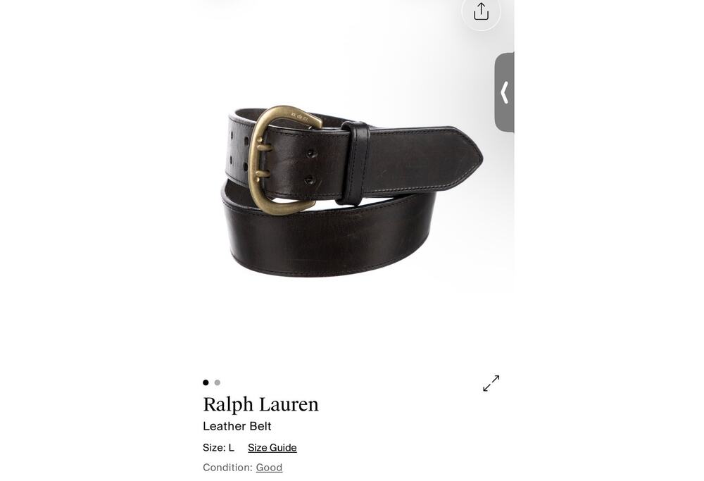 Ralph Lauren Collection Double Prong Belt Women's Large Brown Gold Tone Buckle